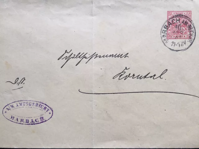 Württemberg 1907 Brief Ganzsache Dienst Amtsgericht Marbach - Korntal / gest.