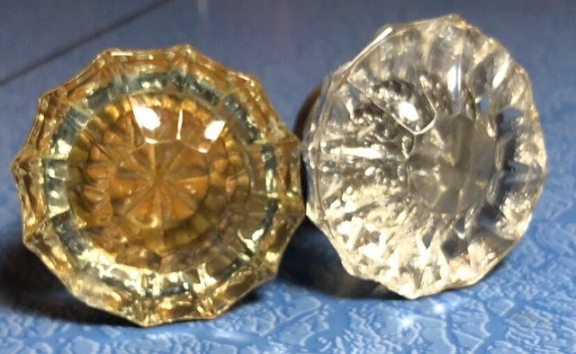 Boutons de porte vintage antique poignées verre cristal laiton ancien artisanat antique
