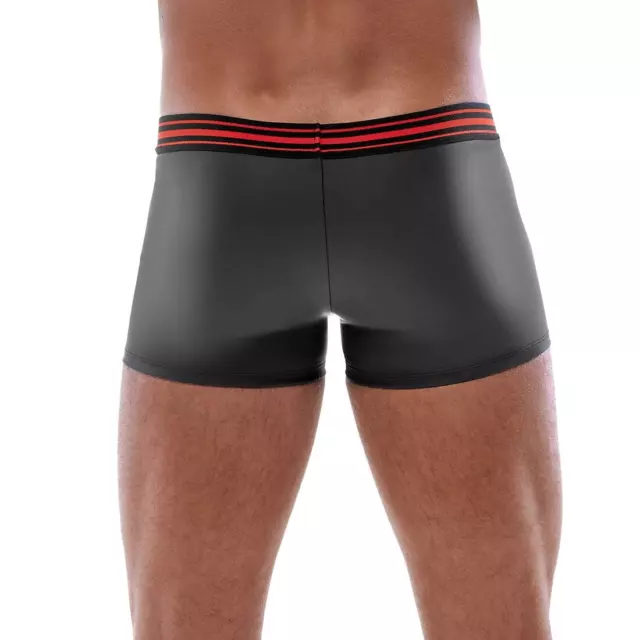 Pantalones de hombre negros mate look sexy calzoncillos ajustados cremallera rojo "Luca" 3