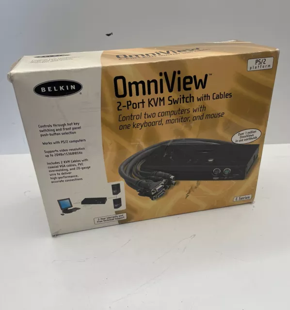 Belkin E-Series OmniView 2-Port PS2/VGA KVM Switch With Cables