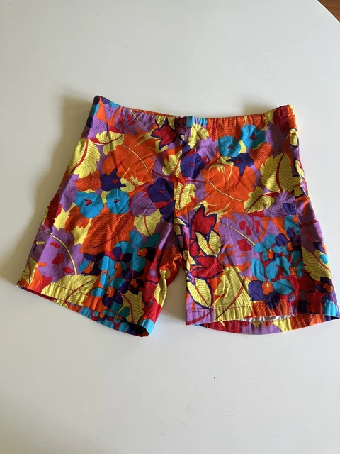 VTG 80s JAMS WORLD Original Hawaiian Floral Surf Shorts Pocket Mens M Medium