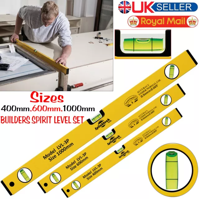 Spirit Level 3 Piece Professional Builders Aluminium DIY Long Set 400 600 1000mm