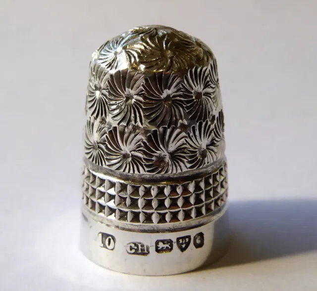 Antique 1903 Hallmark Sterling Silver Sewing Thimble Silversmith Charles Horner