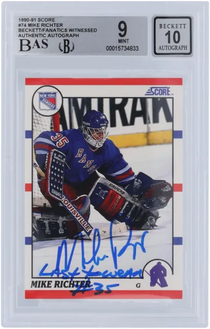 Mike Richter New York Rangers Signed 1990-91 Score #74 Beckett