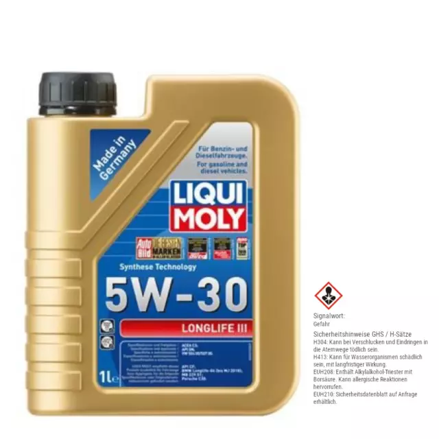 LIQUI MOLY 20646 Longlife III 5W-30 1L für SEAT Cordoba Ibiza Leon Toledo Panda