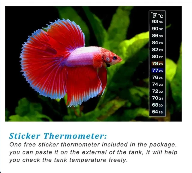 25W Mini Aquarium Heater Betta Fish Tank Heater For 1-5 Gallon Small Fish Tank 3