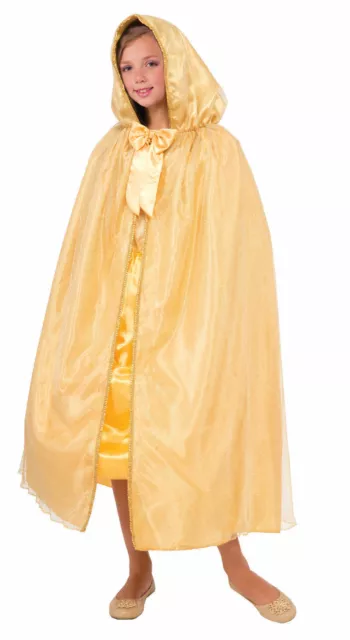 Royal Medieval Princess Gold Costume Hooded Cape Girls Boys Halloween Ren New