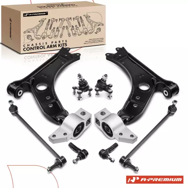 8x Control Arm w/ Ball Joint Sway Bar Link Front for Volkswagen Golf Jetta Audi