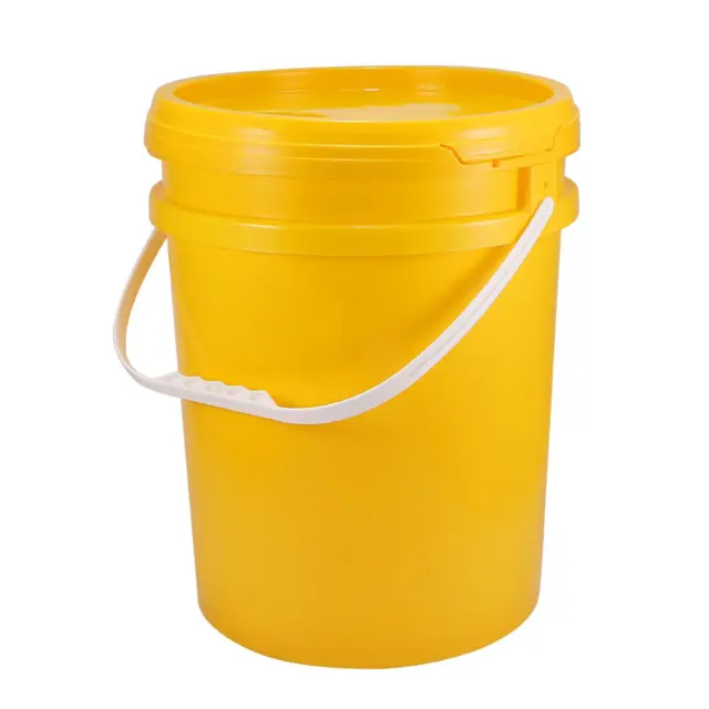 Depósito multiusos de plástico 4,75 galones/18 L lata de pintura grifo tapa del dispensador amarillo