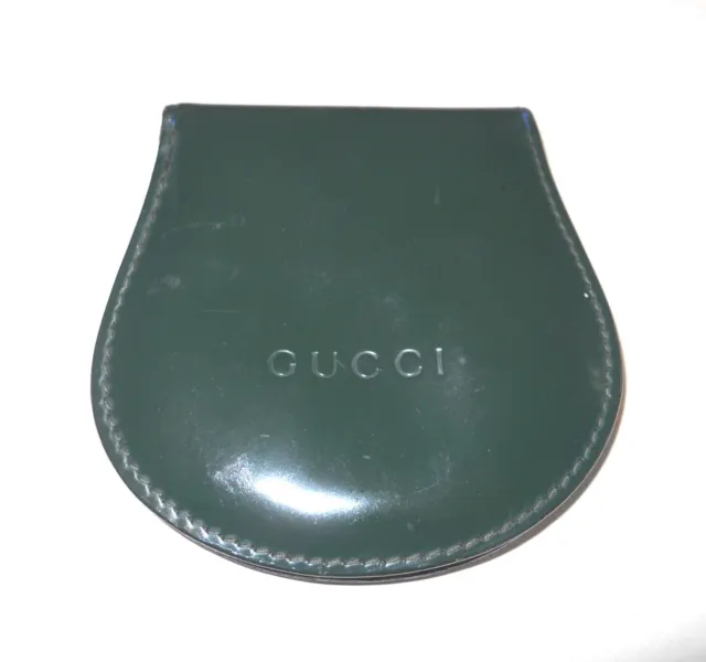 Auth Gucci Green Patent Leather Tiny Bi-Fold Coin Purse-Italy- Super-Cute- Rare