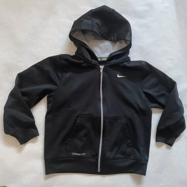 Nike Therma Fit Hoodie Full Zipper Youth Kids Boys Size 7 Black