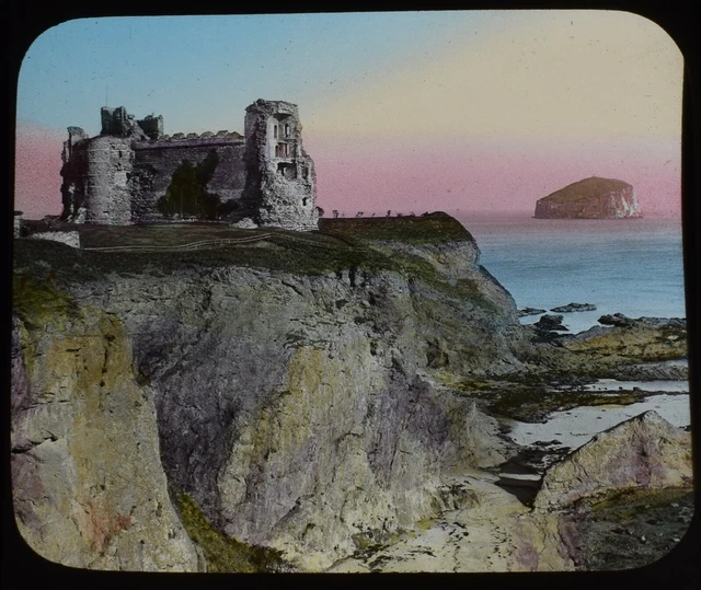 TANTALLON CASTLE C1890 ALTES FOTO Magic Latern Rutsche SCHOTTLAND