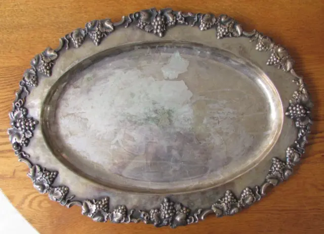 Antique Edwardian Barbour Silver Company Grape Pattern Tea Set Tray 20” x 14 ½”