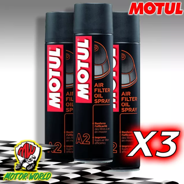 MOTUL A2 Huile Pour Filtres Air Spray Air Filter Oil Spray 3 X 400 ML