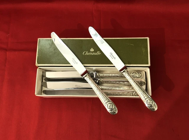 Lot De 12 Couteaux à Entremet Christofle, Modèle Chinon, Métal Argenté, Origine France