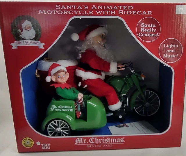 MR. CHRISTMAS ANIMATED Motorcycle with Sidecar Santa Music Motion