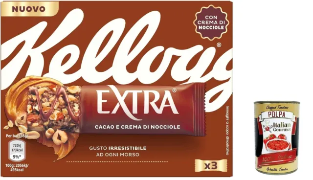 3x Kellogg's Extra Barretta al Cacao Kakao- und Haselnusscreme 105g+Polpa 400g