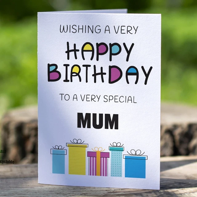 Happy Birthday Mum Memorial Card With Ground Stake - Waterproof Graveside Keepsake F66