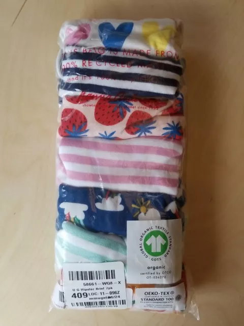 NWT Hanna Andersson 7-PACK HIPSTER Unders STRIPE FRUIT HEART PRINTS XL 160 14