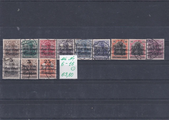 Briefmarken Polen Mi Nr 6-16 gestempelt
