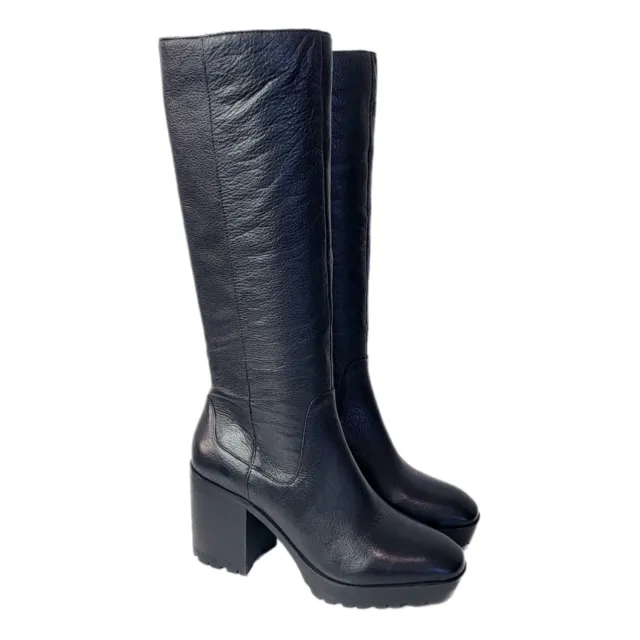 LUCKY BRAND WARUU Leather Zip Platform Boots 9.5 Black $115.00 - PicClick