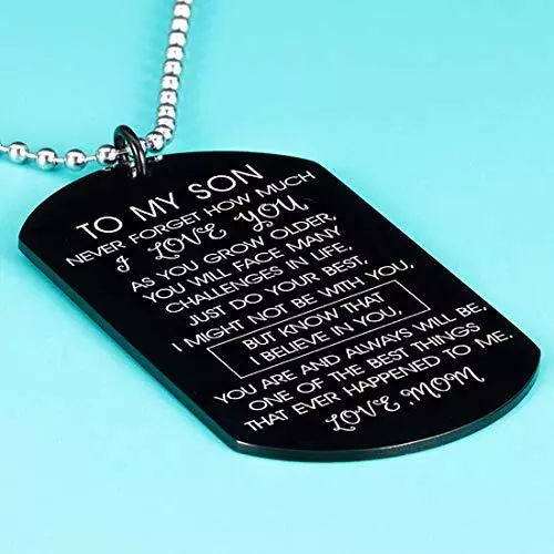 SON GIFTS FROM Mom Just Do Your Best I Love You Dog Tag Necklace $19.07 ...