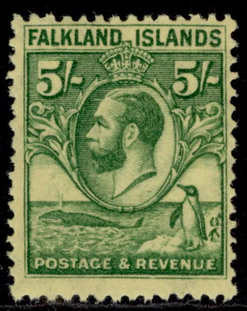FALKLAND ISLANDS GV SG124, 5s green/yellow, LH MINT. Cat £100.