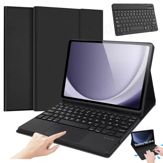 QWERTZ Tastatur Maus Hülle für Samsung Galaxy Tab S9 FE S8 S7 S6 Lite A9+ A8 A7