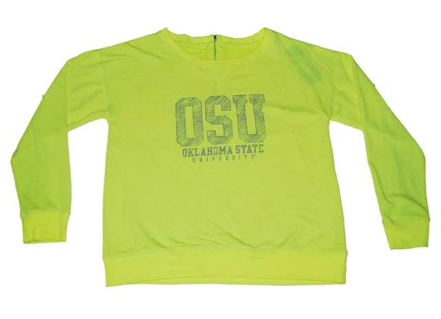 Oklahoma Stato Cowboys Cambio per SPORTS Donna Neon Giallo Zip Retro Felpa (M)