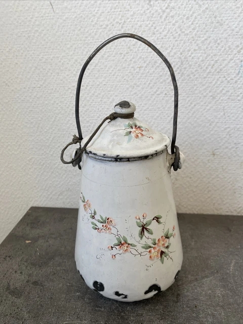 Bougeoir tole émaillée décor fleurs - Décoration