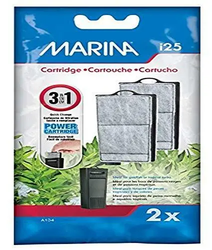 Marina I25 Power Cartridge, Replacement Aquarium Filter Media, 2-Pack, A134