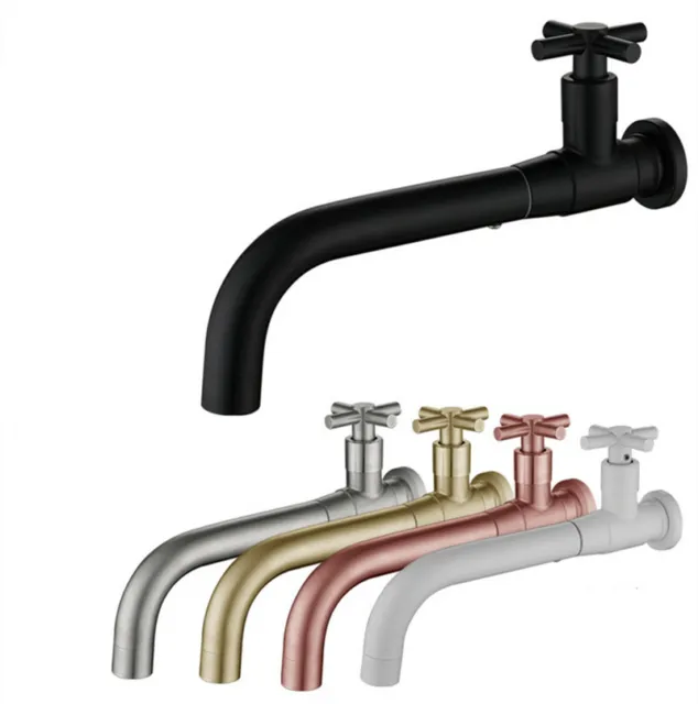 Bathroom Basin Faucet Wall Mounted Cold Water Faucet Mop Pool Tap Cross Handle