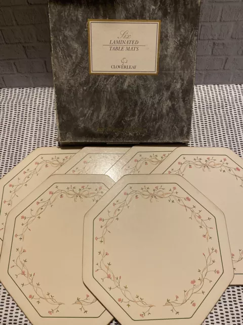 Vintage Retro Cloverleaf Eternal Beau 6 Place Mats Cork Backed Octagonal Floral
