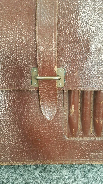 Karten Tasche 50Er 60Er 70Er Jahre Arzttasche Leder Schul Rucksack Vintage Retro 3