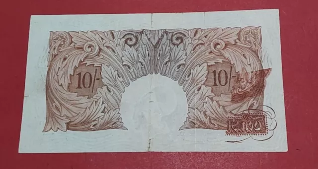 Rare Beale 10/-  Error Note,,, Part Front Print On Reverse ,, vf