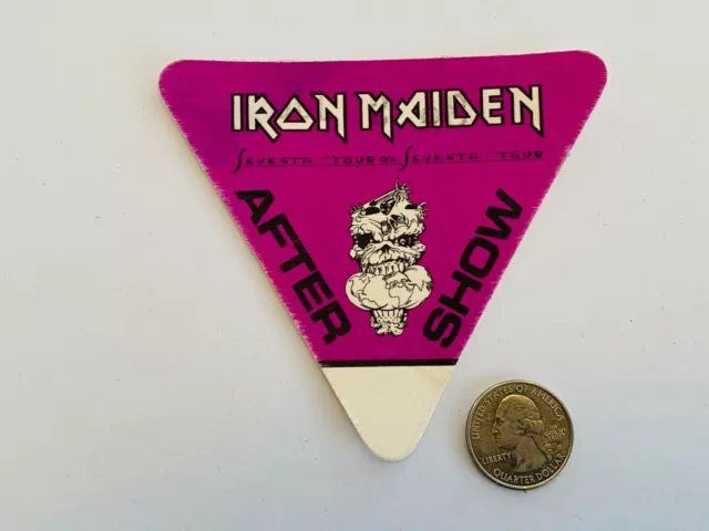 Iron Maiden Rare Official 1988 Seventh Tour of a Seventh Tour Back Stage Pass