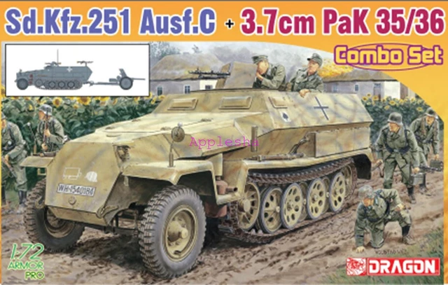 DRAGON 1/72 7611 Armor Pro Sd.Kfz.251 Ausf + 3,7 cm Pak 35/36 Set ...