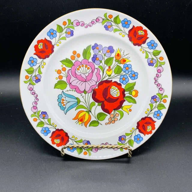 Kalocsa Hungary Hand Painted Plate Colourful Floral Porcelain