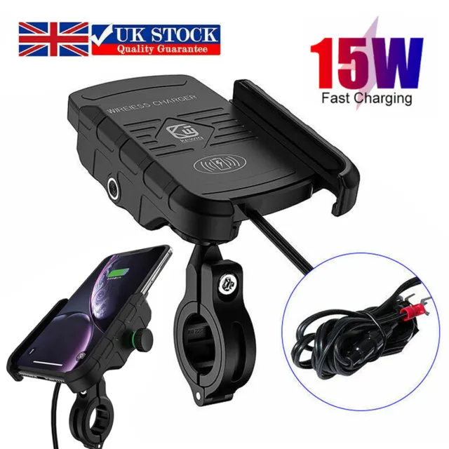 15W Qi Wireless Motorcycle Fast Charging Motorbike Phone Holder Mount Charger I