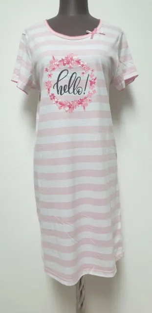 Janina shirt/camicia da notte a righe nuova con etichetta donna taglia S cotone bianco/rosa
