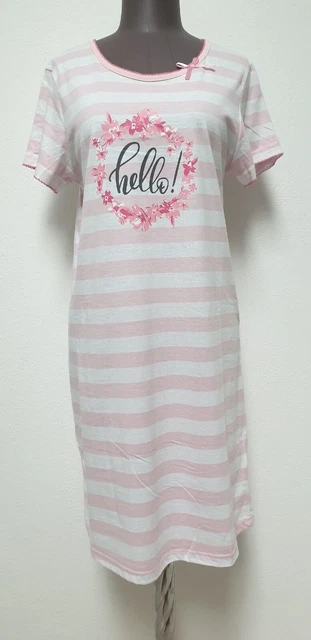 Janina shirt/camicia da notte a righe nuova con etichetta donna taglia S cotone bianco/rosa