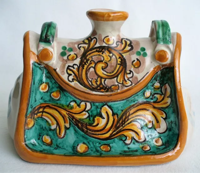 Vint~ANNA BORIA~Caltagirone~ITALY~Majolica~HAND PAINTED~Ceramic~6"~HANDBAG~Vase