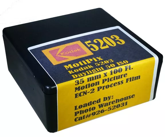 MotiPix Kodak 5203 35 mm x 100' Roll Motion Picture ECN-2 Fine Grain Film 50 D