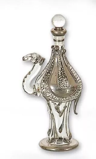 Clear and Gold Small Camel Egyptian Blown Glass Perfume Bottle Made in Egypt New