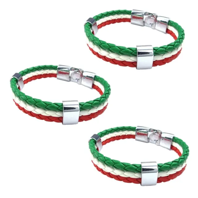 3X Jewelry Bracelet, Italian Flag Bangle, Leather Alloy, for Men'S Women, G U4L3