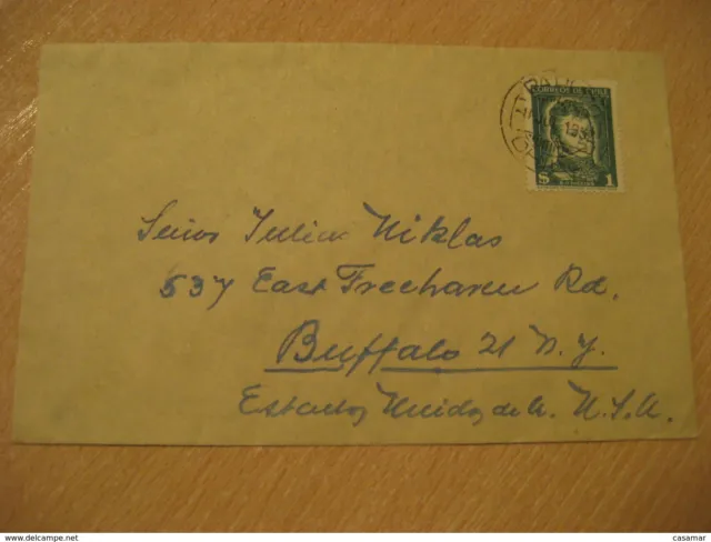 Papudo 1952 to Buffalo USA Stamp Cancel Cover Chile