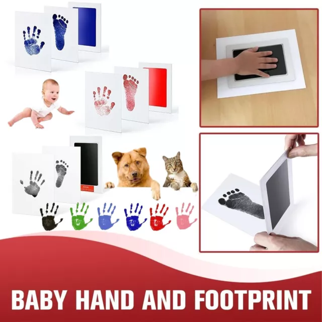 Baby Hand Foot Print Photo Frame Kit Paw Safe Inkless Wipe Newborn Souvenir Gift