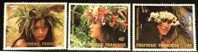 Französisch-Polynesien Tahiti Schöne Mädchen mit Blumengirlande Marken 1983 Mint