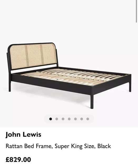 JOHN LEWIS RATTAN Black Super King Bed Frame £829 New & Boxed £649.00
