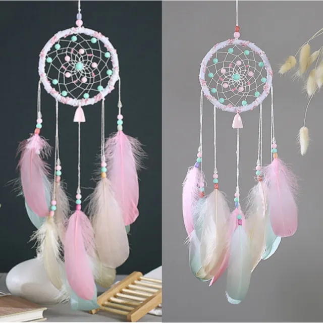 55cm Pink Feather Ring Dream Catcher Dreamcatcher Gift Room Car Decor Ornament